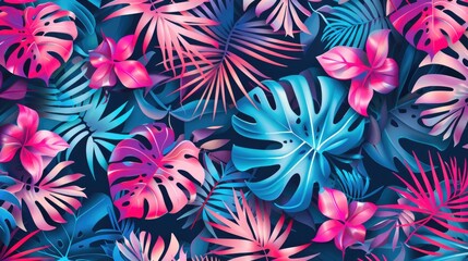 Fresh Summer Design Pattern Texture Background with Exotic Design Elements