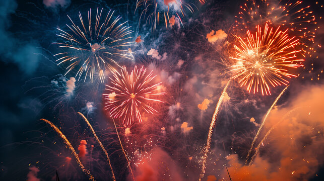 fireworks, 4th of July, Independence Day, celebration, America, patriotic, USA, night sky, colorful, explosions, festive, sparkles, stars, display, pyrotechnics, holiday, event, tradition