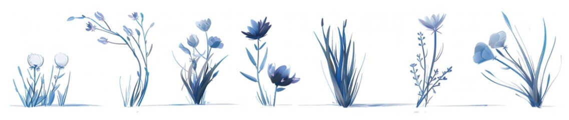 Magical Blue Plants and Tiny Purple Flowers: A Dreamy Storybook Adventure

