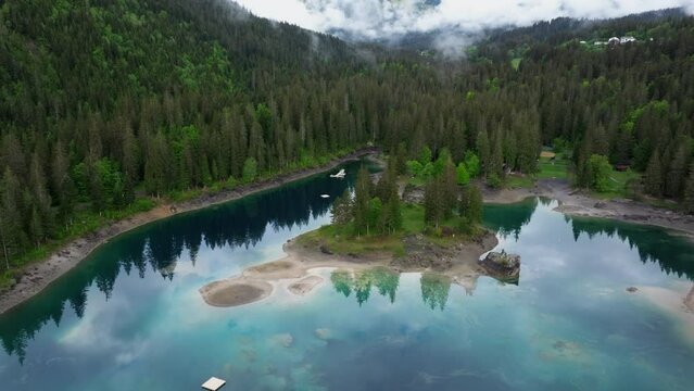 Caumasee, lake with turquoise water, Switzerland