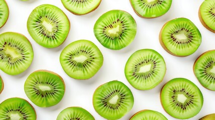 Fototapeta premium Kiwi slices on a white background