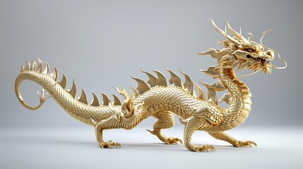 Obraz premium 3d rendering of a majestic Chinese dragon statue on a white background