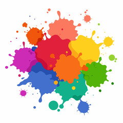 Splash of paints. Blobs. Paint splatter colourful. Splashing spots effect shape. Multicolored splash paintbrush liquid. Painting - activity. Vector splash of paints isolated on white background.
