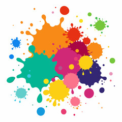 Splash of paints. Blobs. Paint splatter colourful. Splashing spots effect shape. Multicolored splash paintbrush liquid. Painting - activity. Vector splash of paints isolated on white background.