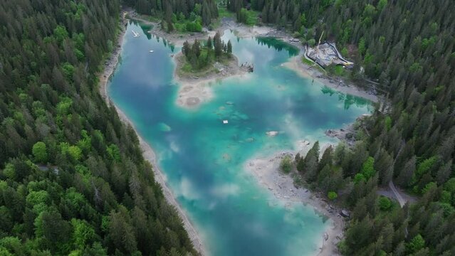 Caumasee, lake with turquoise water, Switzerland