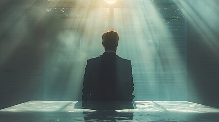 Ultra HD Finance Businessman Silhouette Multiple Exposures on White Desk Silhouette Lighting