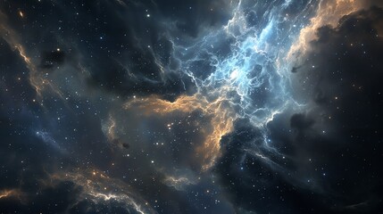 This is an ethereal image of a nebula, a vast interstellar cloud of dust, hydrogen, helium, and other ionized gases.