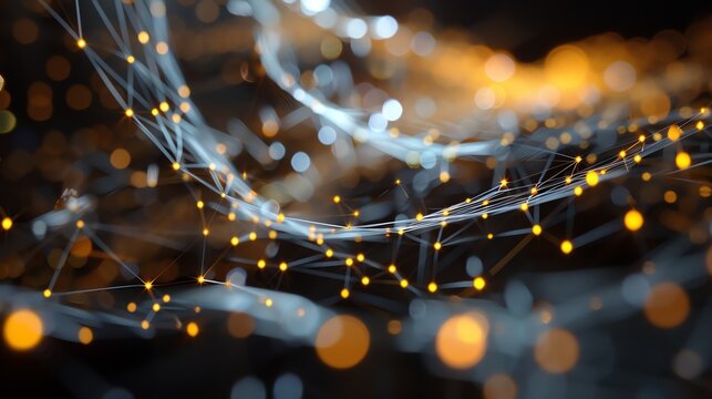 Glowing plexus. Abstract image with plexus of glowing dots and lines.