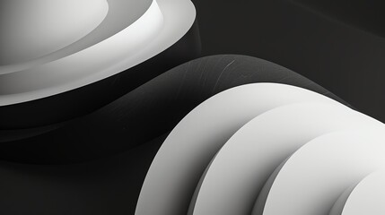 3D rendering of a black and white abstract background. The image has a futuristic and modern look and feel.