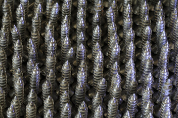 pointed screws in row