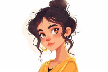 Image of a young girl. Vector illustration. Fashionable cartoon-style illustration. stock illustration 