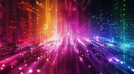 Fototapeta premium Digital neon line cyberspace data cyberpunk hologram abstract background wallpaper AI generated image