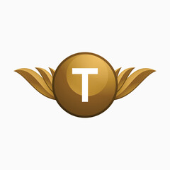 Initial T Green Letter and Leaf for Modern Beauty Nature Cosmetic, Vegan, Environmental, Nutrition Consultant Service Company Logo Idea