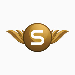 Initial S Green Letter and Leaf for Modern Beauty Nature Cosmetic, Vegan, Environmental, Nutrition Consultant Service Company Logo Idea