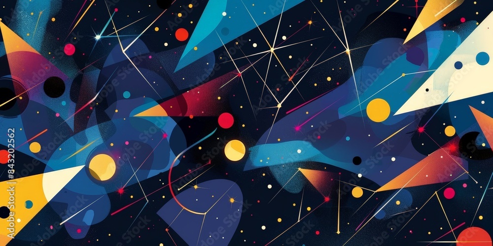 Canvas Prints - uhd 4k image with sharp focus. , geometric shapes against a dark blue and black gradient backgroun