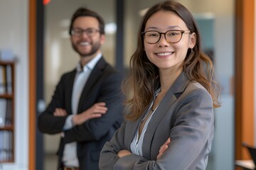 Happy Business Couple Working Together in Office