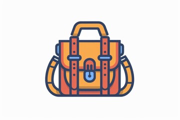 Line Icon with Flat Graphics Element of Bag Vector Illustration stock illustration 