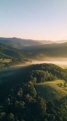 Fototapeta premium Aerial Drone View of Hills in Morning Light During Sunrise