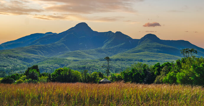 Outeniqua Mountains during a beautibul afternoon from botanical garden, George, Garden route, South Africa
