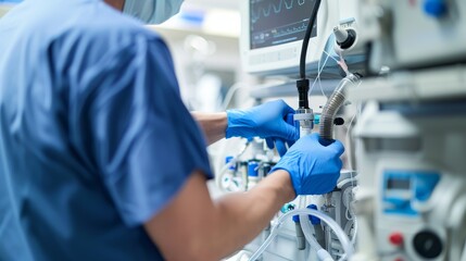 Anesthesiologist readying equipment for spinal block ,cinematic