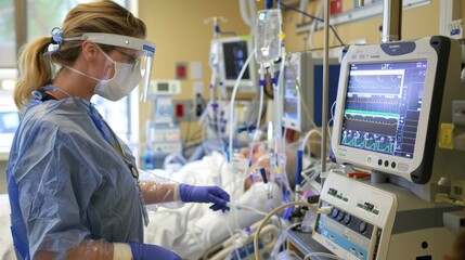 Anesthesiologist handling anesthesia emergencies ,cinematic