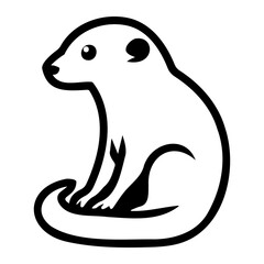 Obraz premium Black and white cartoon illustration of a sitting meerkat, showcasing its distinct shape and simple lines.