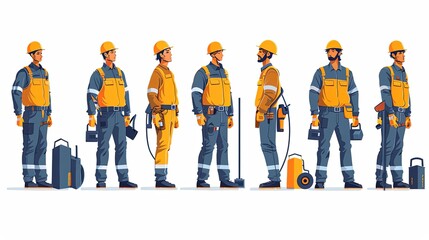 Vector illustration set of electrical workers. Illustration for website, landing page, mobile app, poster and banner. Trendy flat vector illustration