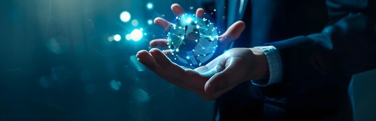 Businessman showing futuristic technology

