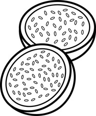 Passion fruit outline illustration vector