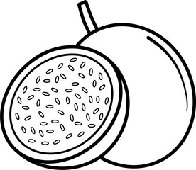 Passion fruit outline illustration vector