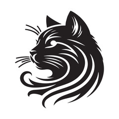 cat head vector silhouette art illustration