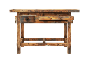 Rustic Wooden Workbench with Drawer