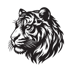 Tiger head vector silhouette art illustration