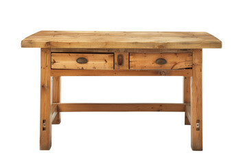 Rustic Wooden Table with Two Drawers