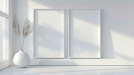 sleek interior with sofa set and decoration with the frames on the wall isolated  and lamp set ted on the white background with bedroom and table