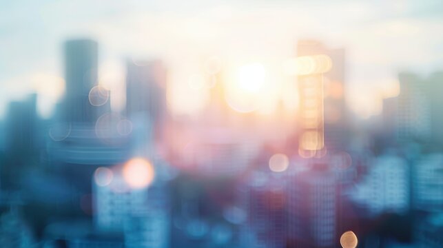 Abstract blurred image of buildings in the city, banner background, created by ai