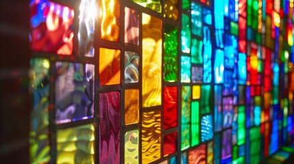 Fototapeta premium Stained glass artistry with a captivating image showcasing intricate stained glass designs