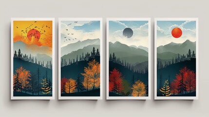 Two modern card with ESG concept. Postcard about environmental, social governance and environmental sustainability. Vector illustration in flat style