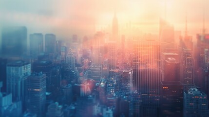 Fototapeta premium Abstract blurred image of buildings in the city, banner background, created by ai