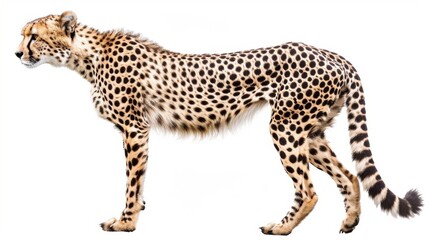 Magnificent cheetah stands proudly, gazing to the side, displaying its unique markings and strong body