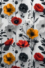 Fototapeta premium Watercolor floral pattern with soft