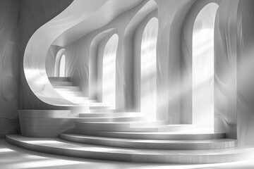 Surrealistic Minimal Mockup Paper Cutout Podium Concept