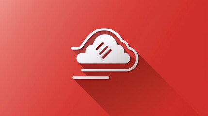 Cloud computing icon with a red background for technology or business designs