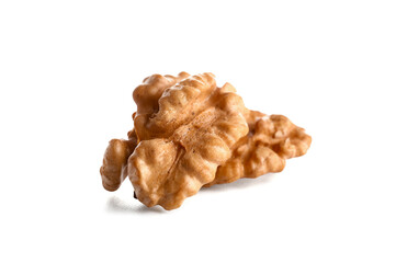 Tasty walnuts on white background