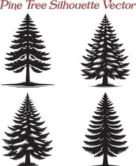 Pine Tree Silhouette Vector Illustration Design Bundle