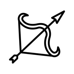 Bow and arrow line icon. Medieval icon. Medieval icon isolated on white background. Transparent background, minimalist symbol. Vector images
