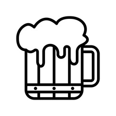 Beer mug line icon. Medieval icon. Medieval icon isolated on white background. Transparent background, minimalist symbol. Vector images
