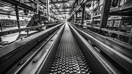 Fototapeta premium Conveyor Belt in an industrial setting