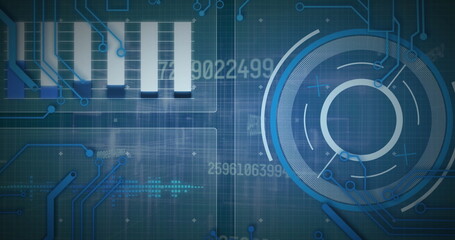 Obraz premium Image of data processing, scope scanning and computer circuit board