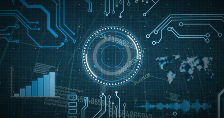 Image of data processing, scope scanning and computer circuit board